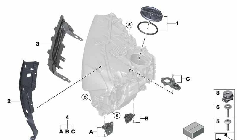 Juego de soportes de faro izquierdo para BMW Serie 7 G11, G12 (OEM 63119498413). Original BMW