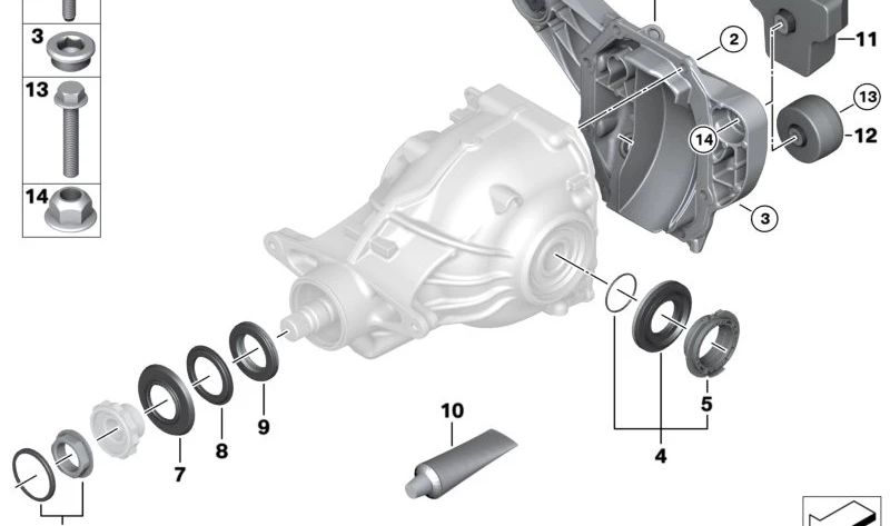 Couvercle différentiel arrière OEM 33117589964 pour BMW F20, F22, F30, F31, F34, G20, G21, F33, F36. BMW d'origine.