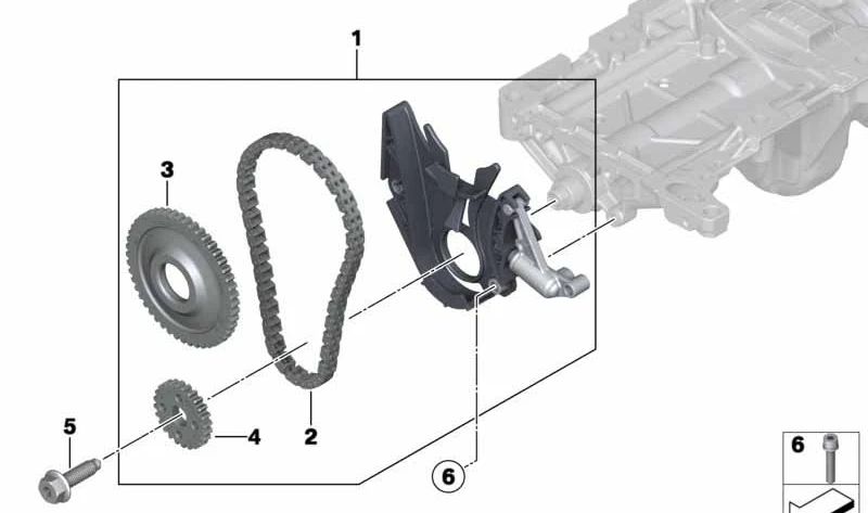 Piñón de cadena de distribución OEM 11417605367 para BMW {F20, F21, F22, F23, F30, F31, F34, F32, F33, F36, F07, F10, F11, E84, F25, F26, F15, F16, E89}. Original BMW