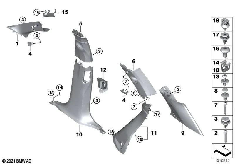 Blende A-Säule anthracite for BMW X5 F95, G05 (OEM 51435A0D9A1). Genuine BMW.