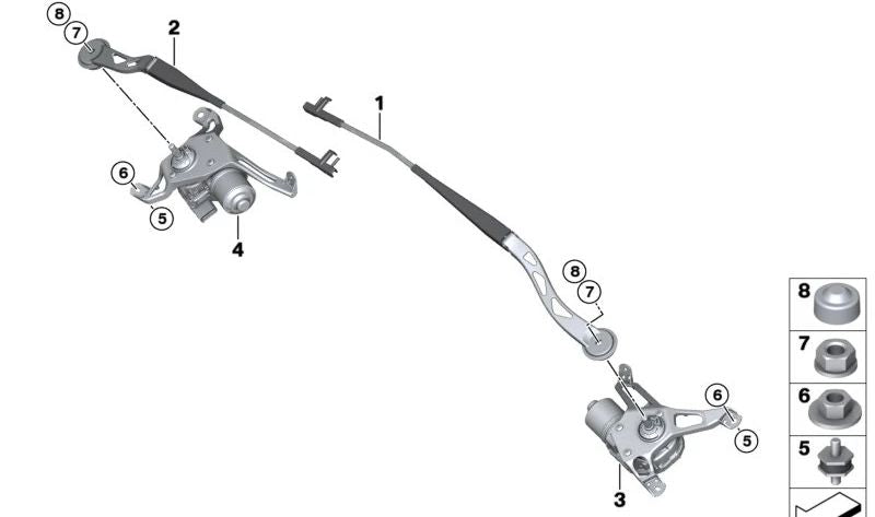 Left Windscreen Wiper Motor for BMW i I01, I01N (OEM 61615A3DE57). Original BMW