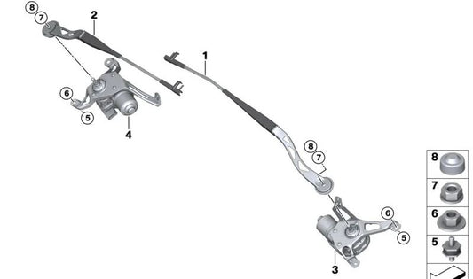 Motor del limpiaparabrisas derecho para BMW i I01, I01N (OEM 61615A3DE58). Original BMW