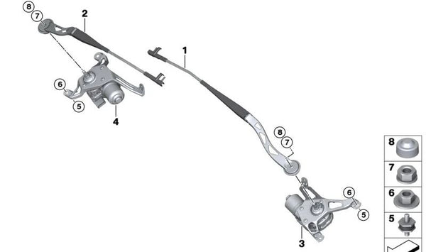 Motor del limpiaparabrisas izquierdo para BMW i I01, I01N (OEM 61615A3DE57). Original BMW