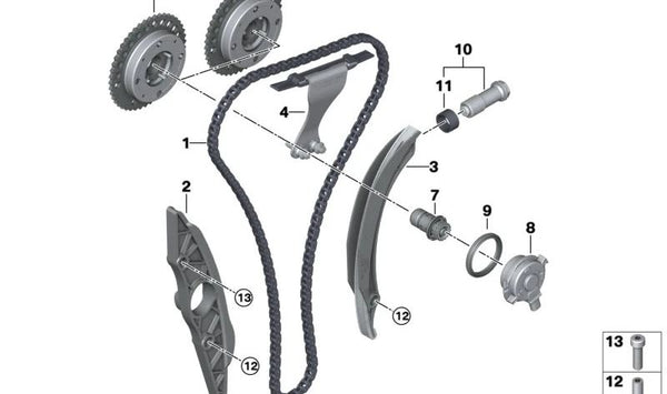 Cadena de distribución para BMW Serie 2 G87, Serie 3 G20N, G21N, G80, G81, Serie 4 G26, G82, G83, X3 F97, X4 F98 (OEM 11318053399). Original BMW.