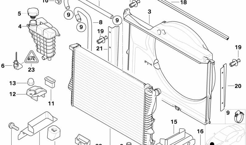 Soporte inferior izquierdo para BMW E52 (OEM 17108254247). Original BMW