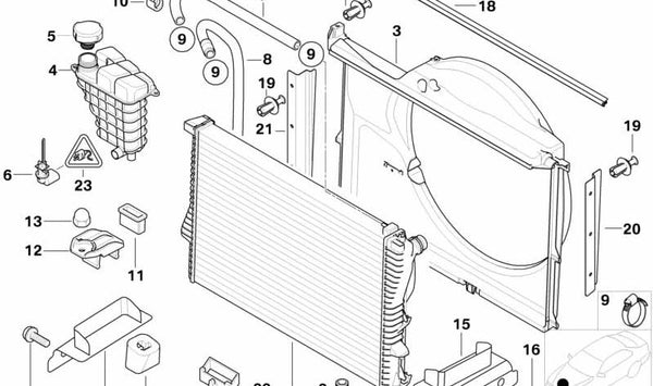 Soporte inferior izquierdo para BMW E52 (OEM 17108254247). Original BMW