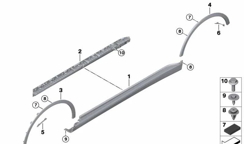 Cubierta Básica del Umbral derecha para BMW X7 G07 (OEM 51779478322). Original BMW