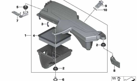 Unterstützung für Zulassungsschalldämpfer (links) OEM 13718515794 für BMW F20, F21, F22, F23, F30, F31, F34, F32, F33, F36. Original BMW.