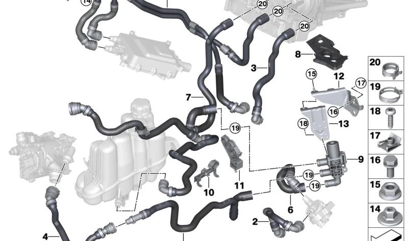 Manguera de refrigerante para BMW Serie 2 U06, X1 U11 (OEM 64218841815). Original BMW.