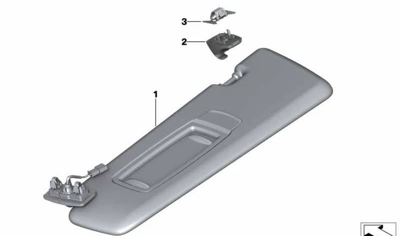 Visera parasol de película con espejo derecha para BMW X5 F15 (OEM 51167353962). Original BMW