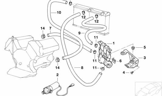 Motor advance hose to the OEM Auxiliary Water pump 64218362127 for BMW E38. Original BMW.