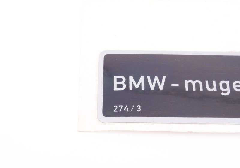 Cartel de aviso para BMW Serie 3 E36 (OEM 71212122203). Original BMW