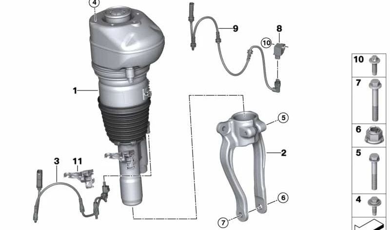 Luftstoßdämpfer vorne links für BMW G12 (OEM 37107915941). Original BMW.