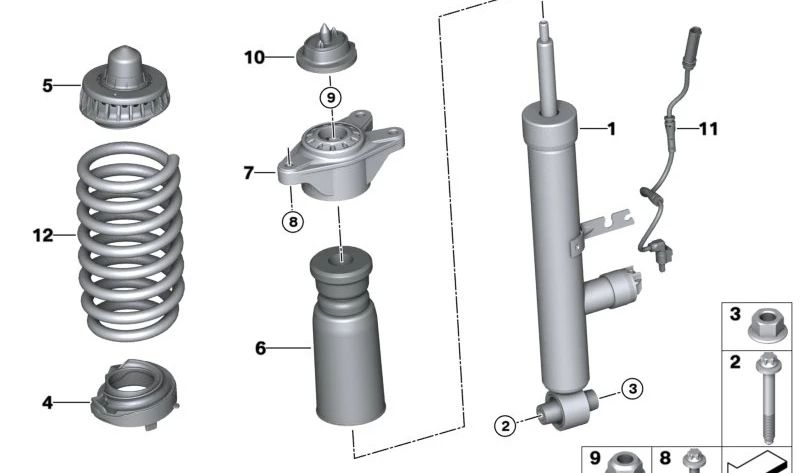 Base de resorte inferior para BMW Serie 2 G42, Serie 3 G20, G21, Serie 4 G22, G23, G26, Z4 G29 (OEM 33506888020). Original BMW