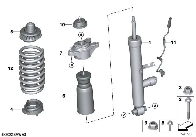 Amortiguador adicional trasero para BMW F20, F21, F87N, G20, G21, G26 (OEM 33536859767). Original BMW