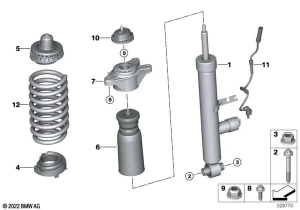 Amortiguador trasero VDC para BMW G26 (OEM 37106889315). Original BMW.