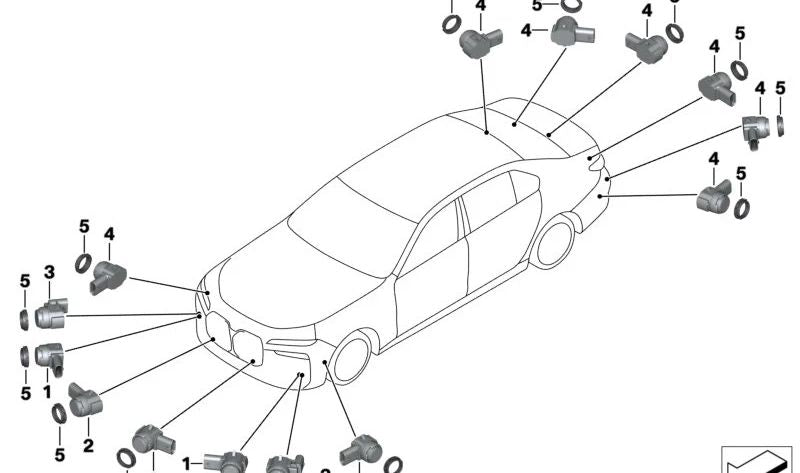 Spacesilber Ultrasonic Sensor for BMW G70 (OEM 66205A2DA50). Original BMW