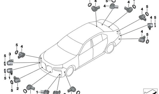 Spacesilber di sensori ad ultrasuoni per BMW G70 (OEM 66205A2DA50). BMW originale