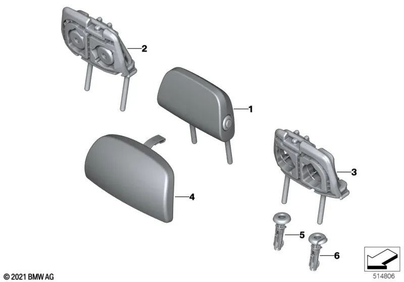 Guía reposacabezas bloqueable para BMW F40, F44, I20 (OEM 52207949126). Original BMW