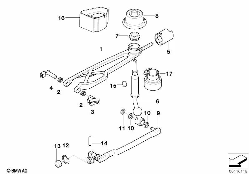 Vara de cambio con articulación para BMW E39 (OEM 25117501189). Original BMW.