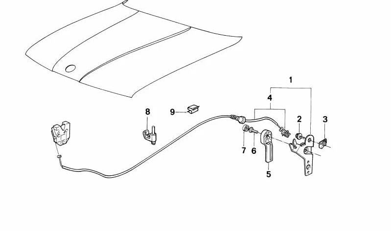 Cable Bowden para BMW Serie 5 E34, Serie 7 E32 (OEM 51231928627). Original BMW