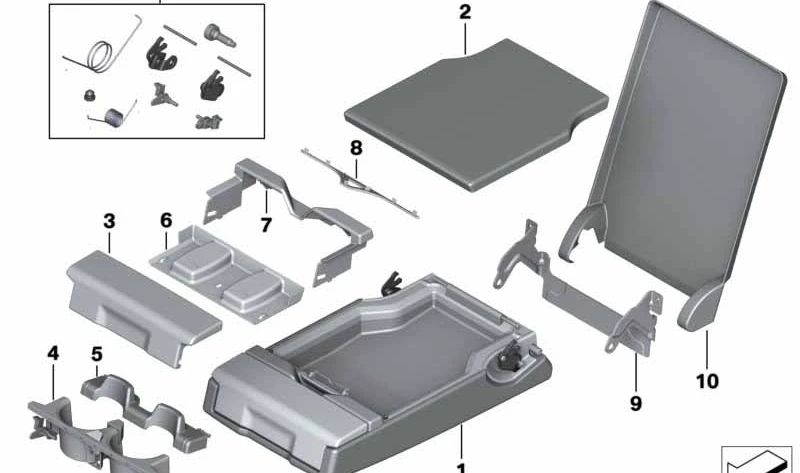 Reposabrazos Inferior Cuero para BMW Serie 5 F10N, F18N (OEM 52207377993). Original BMW