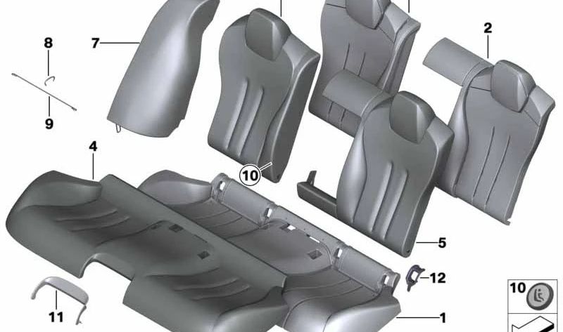 Funda de respaldo de cuero original OEM 52207388299 para BMW Serie 6 Gran Coupé (F06). Compatible con todos los modelos aplicables.