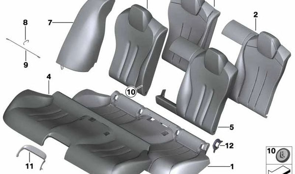 Panel lateral de cuero derecho OEM 52207289856 para BMW Serie 6 Gran Coupé (F06). Original BMW.