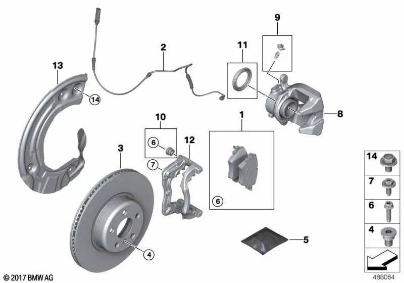 Aleta derecha para BMW Serie 5 G30, G31, G38; Serie 6 G32; Serie 7 G11, G12; Serie 8 G14, G15, G16 (OEM 34106861798). Original BMW.