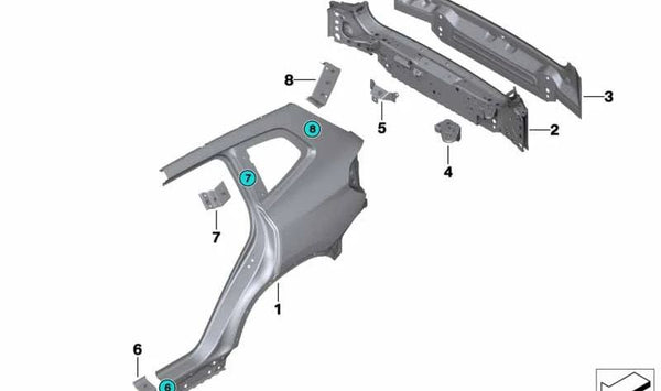 Revestimiento trasero interior para BMW X3 F97, G01, G08 (OEM 41007493996). Original BMW