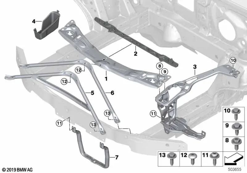 V-Soporte para BMW Serie 1 F40, Serie 2 F44 (OEM 51647488284). Original BMW