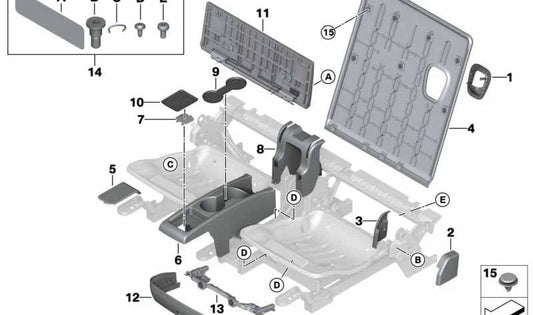 Couvercle du siège arrière OEM 52207390973 pour BMW F46. BMW d'origine.