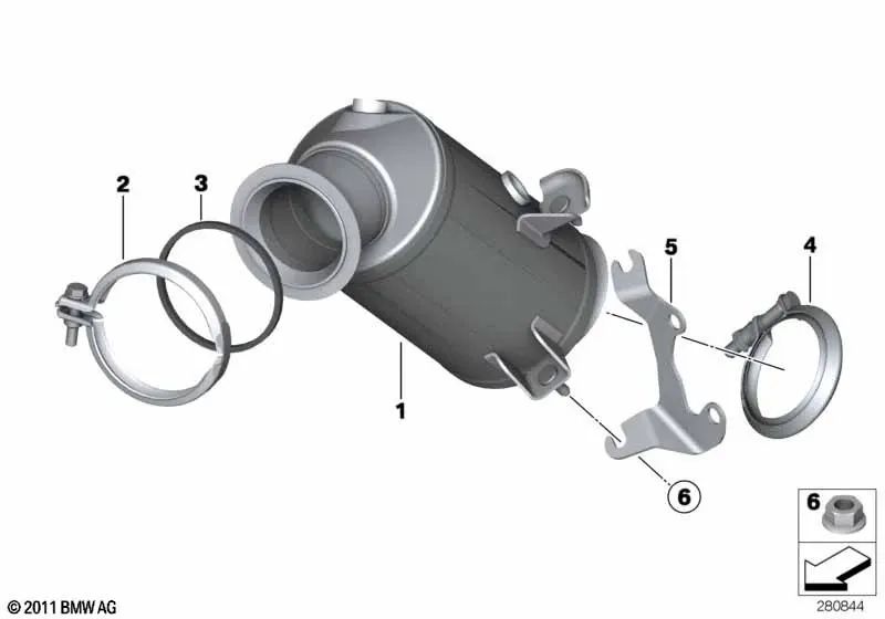 Soporte para motor y catalizador cercano para BMW F20, F21 Serie 1 F30, F31, F34 Serie 3 F32 Serie 4 (OEM 18207602265). Original BMW