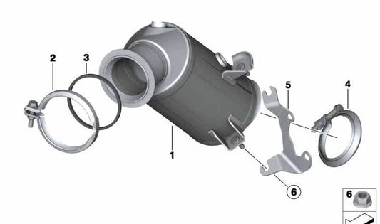 Katalysatorunterstützung in der Nähe des OEM -Motors 18327643426 für BMW F20, F21, F22, F23, F31, F32, F33, F36, F10, F11. Original BMW.