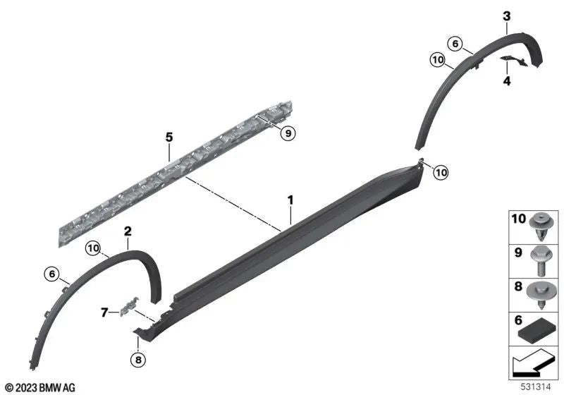 Ensancha del Pasarruedas Trasero Derecho para BMW X5 G05, G05N (OEM 51777440926). Original BMW.