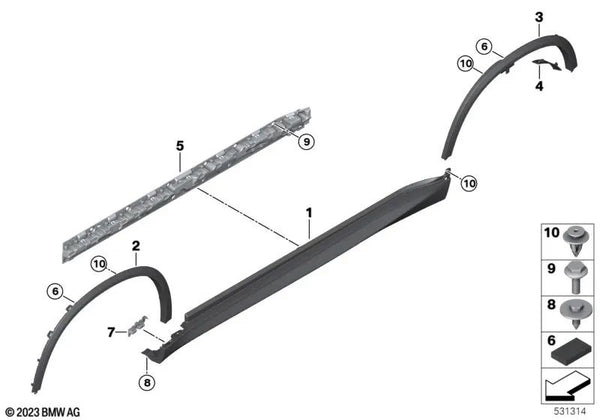 Pieza de Soporte Umbral izquierda para BMW F95, G05 (OEM 51777425459). Original BMW.