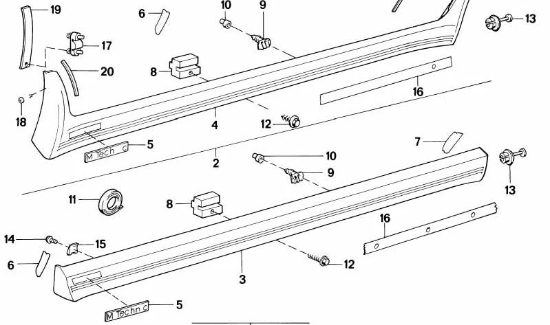 Folie izquierda para BMW Serie 3 E30 (OEM 51711952341). Original BMW.