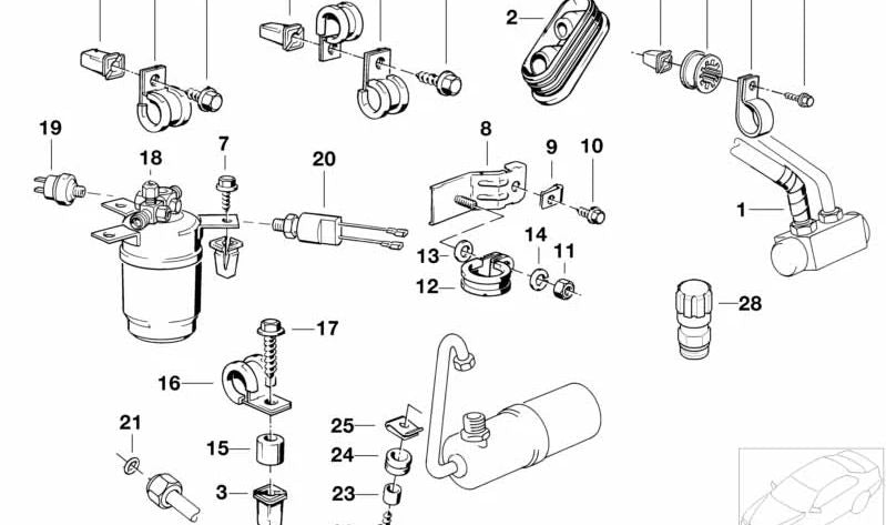 Pasamuros de goma para BMW Serie 3 E30 (OEM 64531372609). Original BMW.