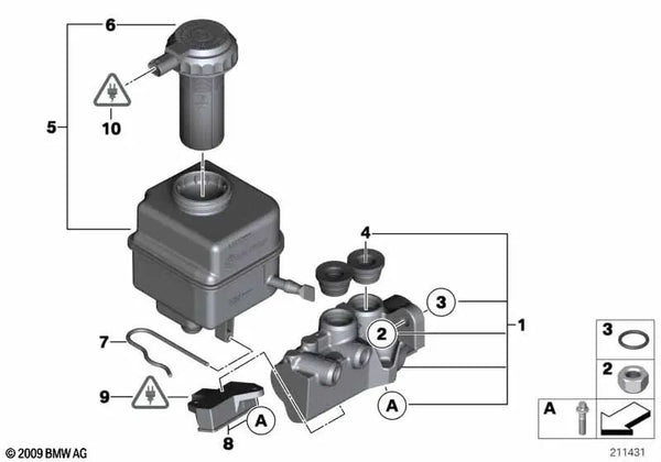 Depósito de compensación para BMW Serie 5 F07, F10, F11, Serie 6 F06, F12, Serie 7 F01, F02 (OEM 34336782289). Original BMW