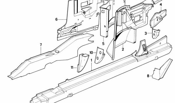 Cubierta derecha OEM 41351937416 para BMW E30. Original BMW.