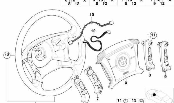 Cable Adaptador Interruptor Volante para BMW X3 E83, X5 E53 (OEM 61316902141). Original BMW