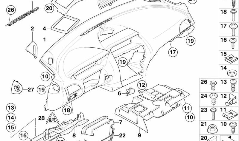 Revestimiento Mecanismo del Pedal para BMW Serie 6 E63, E64 (OEM 51457123450). Original BMW