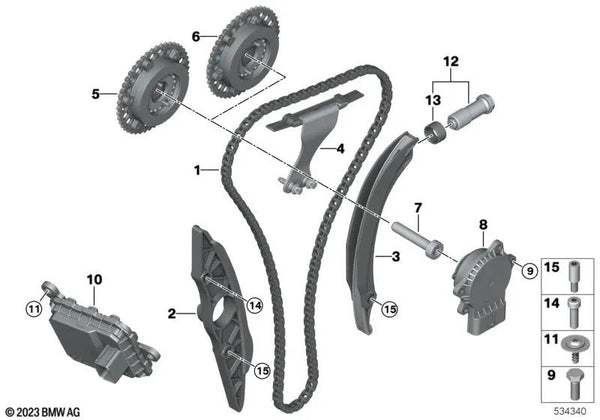 Unidad de ajuste Vanos de admisión para BMW Serie 5 G60, Serie 7 G70, X5 G05N, G18N, X6 G06N, X7 G07N, XM G09 (OEM 11369452247). Original BMW.