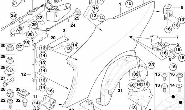 Soporte lateral izquierdo carrocería OEM 41357011655 para BMW E52 (Z8). Original BMW.