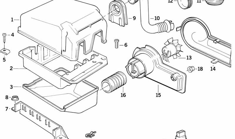 Conducto de admisión inferior OEM 12901713433 para BMW E34, E32, E31. Original BMW.