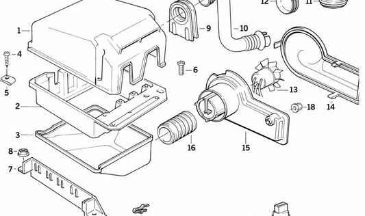 Conducto de admisión para BMW Serie 5 E34, Serie 7 E32, Serie 8 E31 (OEM 12901713436). Original BMW