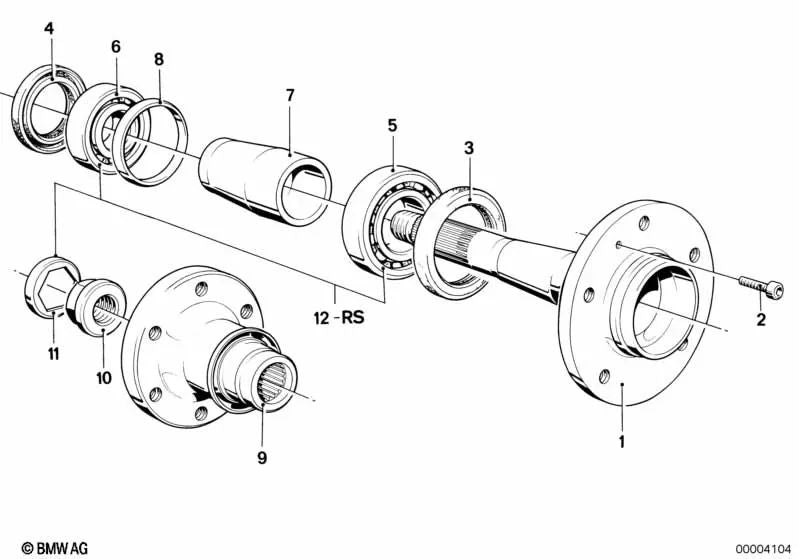 Deep groove ball bearing for BMW E21, E12, E24, E23 (OEM 33411122131). Original BMW