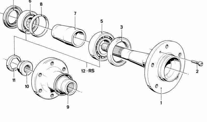 Eje trasero para BMW E24, E23 (OEM 33411123710). Original BMW