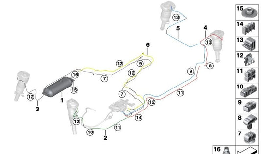 Conector de aire OEM 37206892539 para BMW G05 (X5), G06 (X6), G07 (X7). Original BMW.