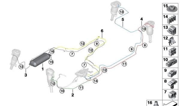 Conector de aire OEM 37206892539 para BMW G05 (X5), G06 (X6), G07 (X7). Original BMW.